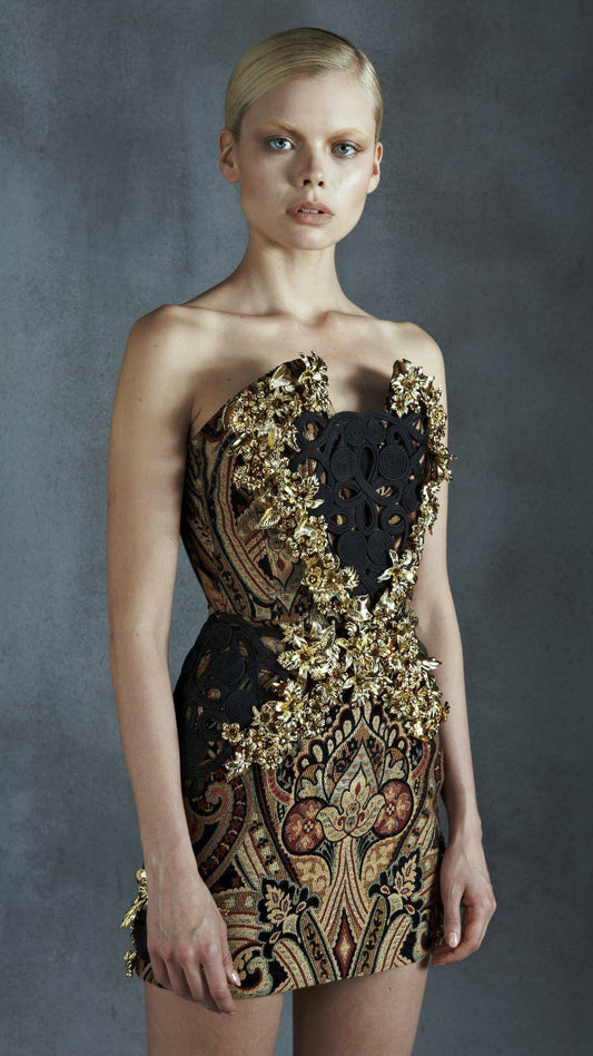 Strapless Mini Jacquard Dress