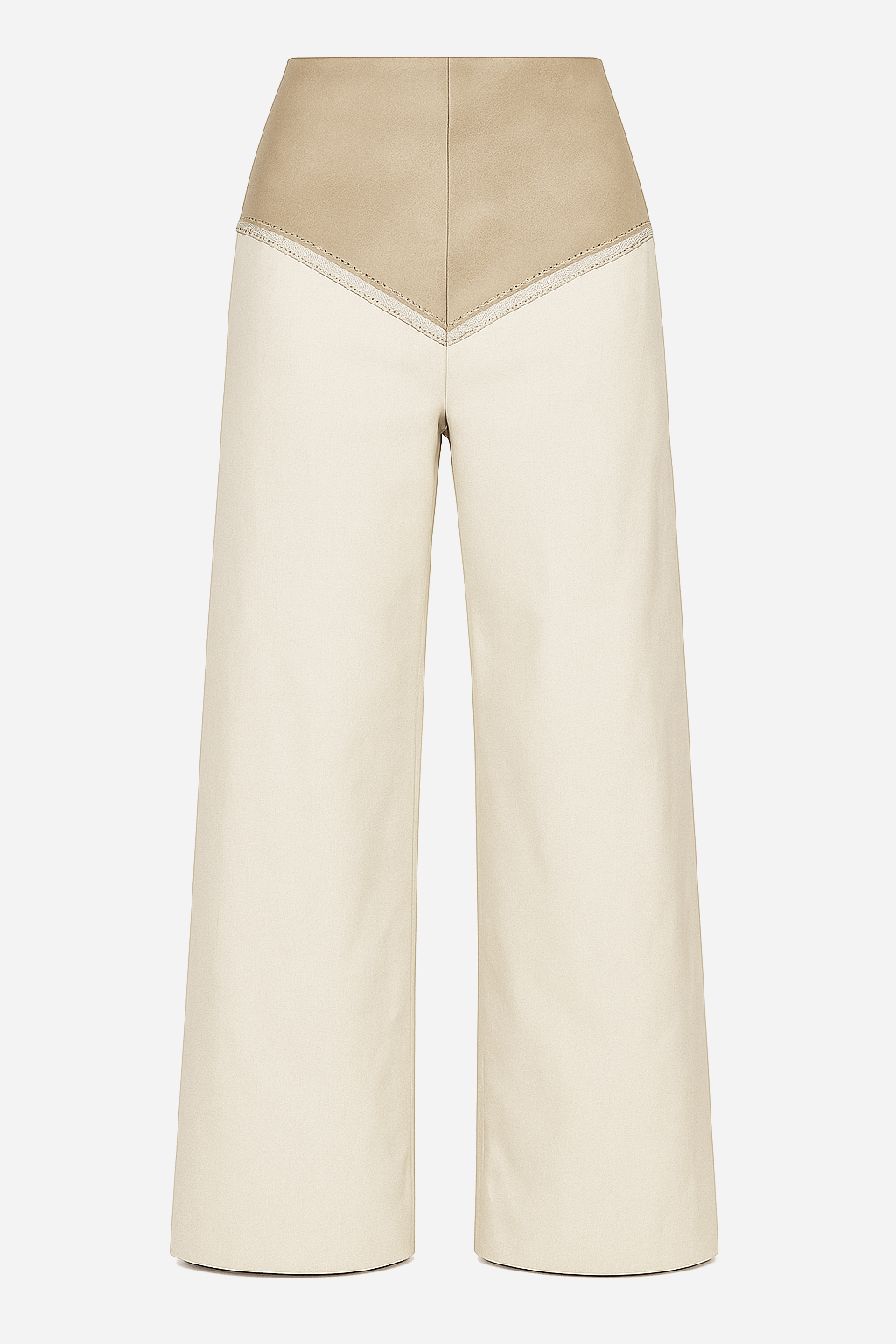 Sand-beige high-waisted wide-leg panel trousers by Barrage Paris