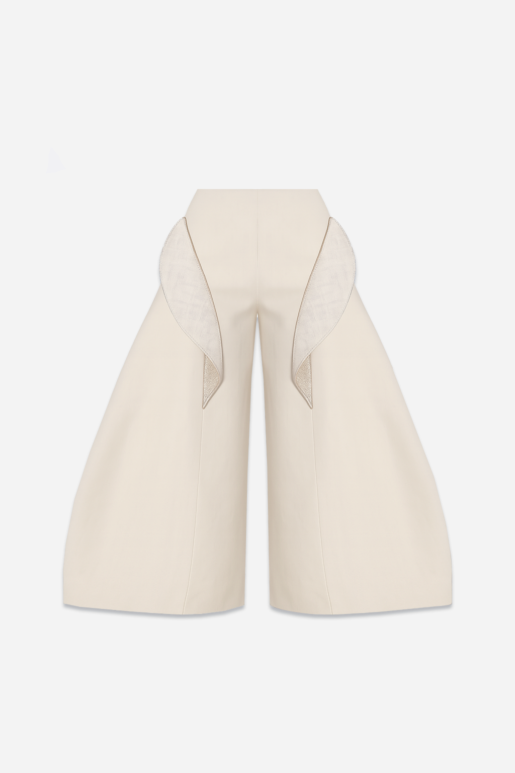 Sand-beige high-waisted flared Calyx shorts by Barrage Paris