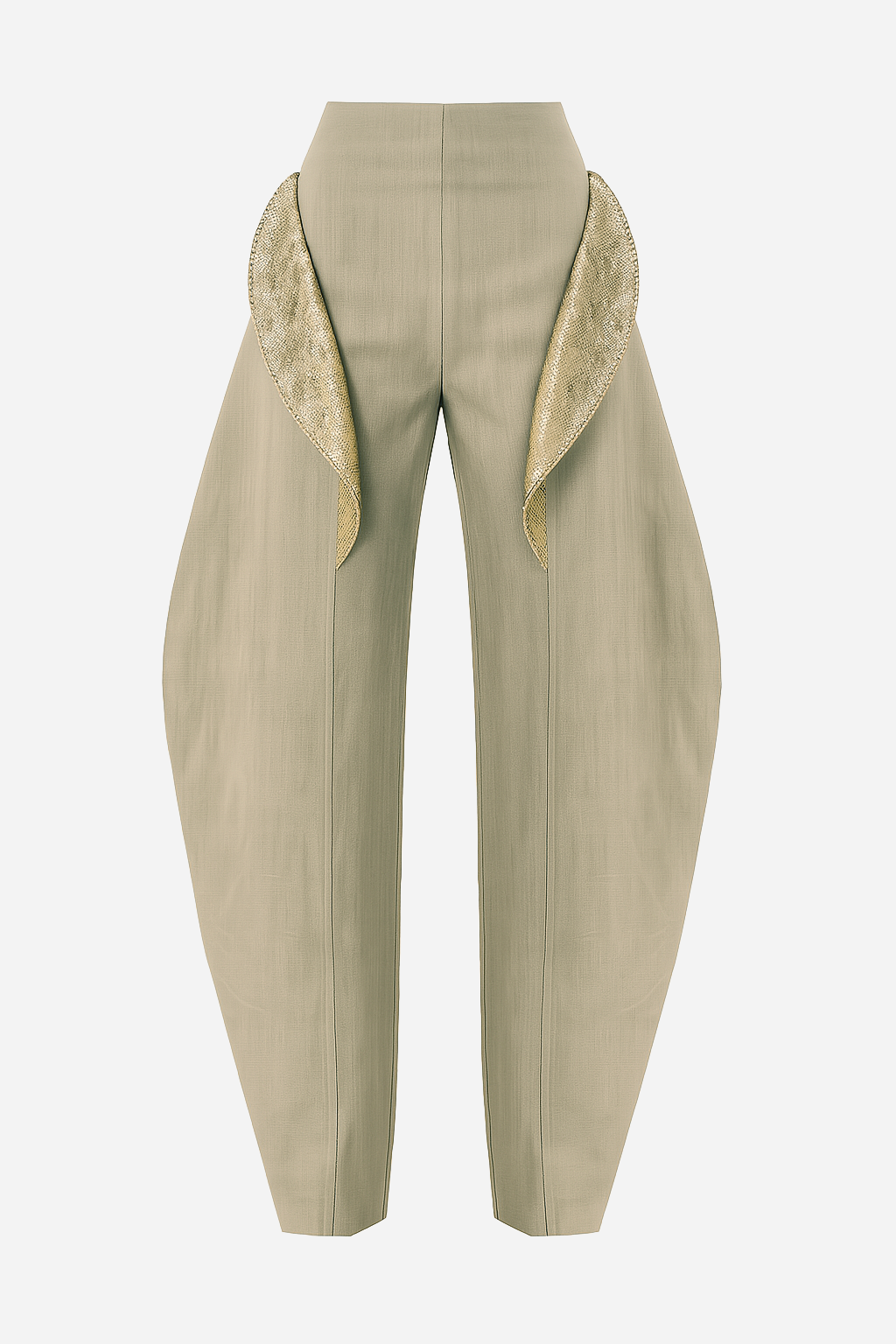 Dusty-olive high-waisted wide-leg Calyx pants by Barrage Paris