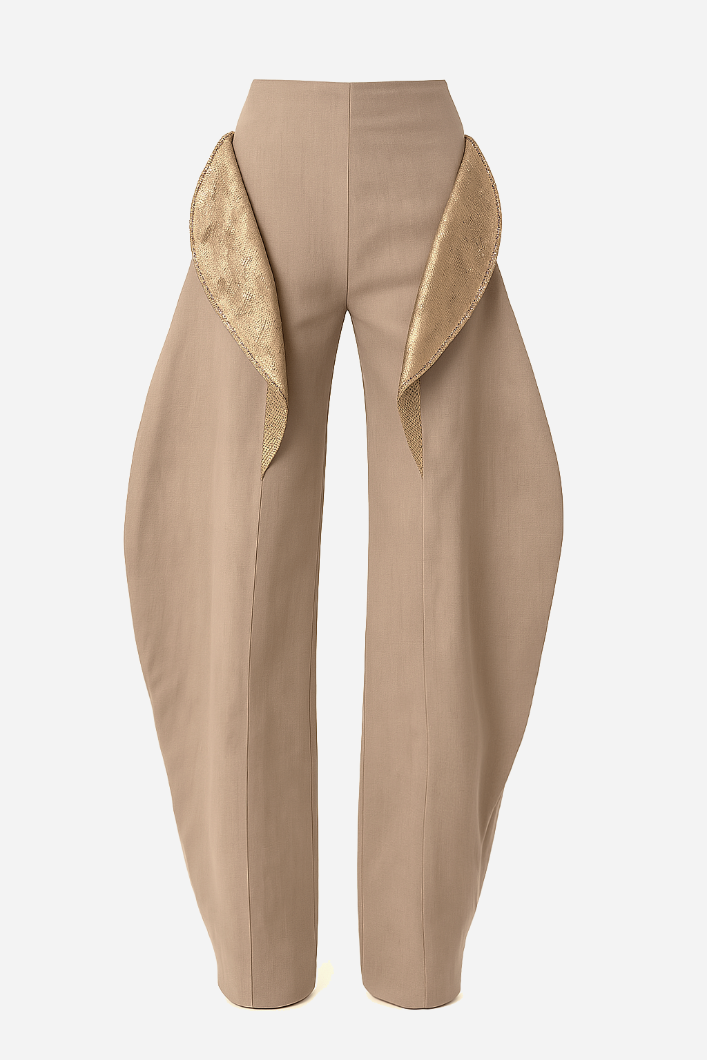 Rose-gold high-waisted wide-leg Calyx pants by Barrage Paris