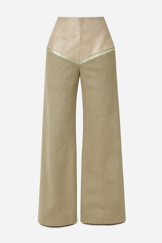 High-Waisted Panel Trousers – Dusty Olive