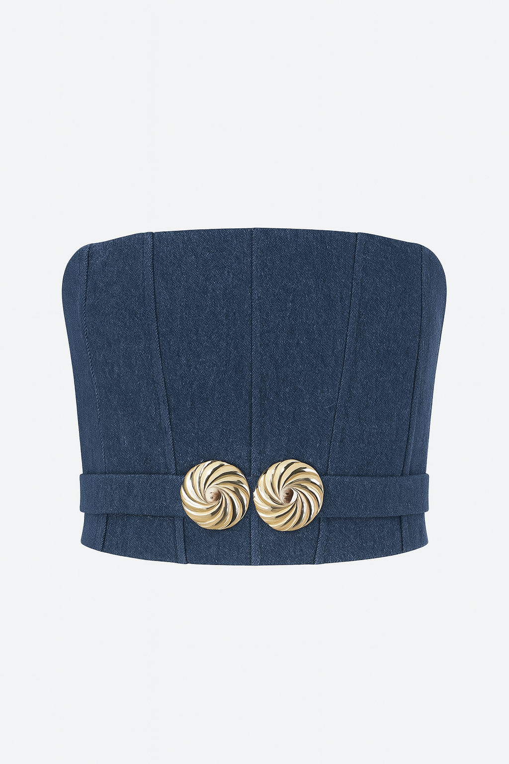 Barrage Paris Sculpted Corset Top in Indigo Denim